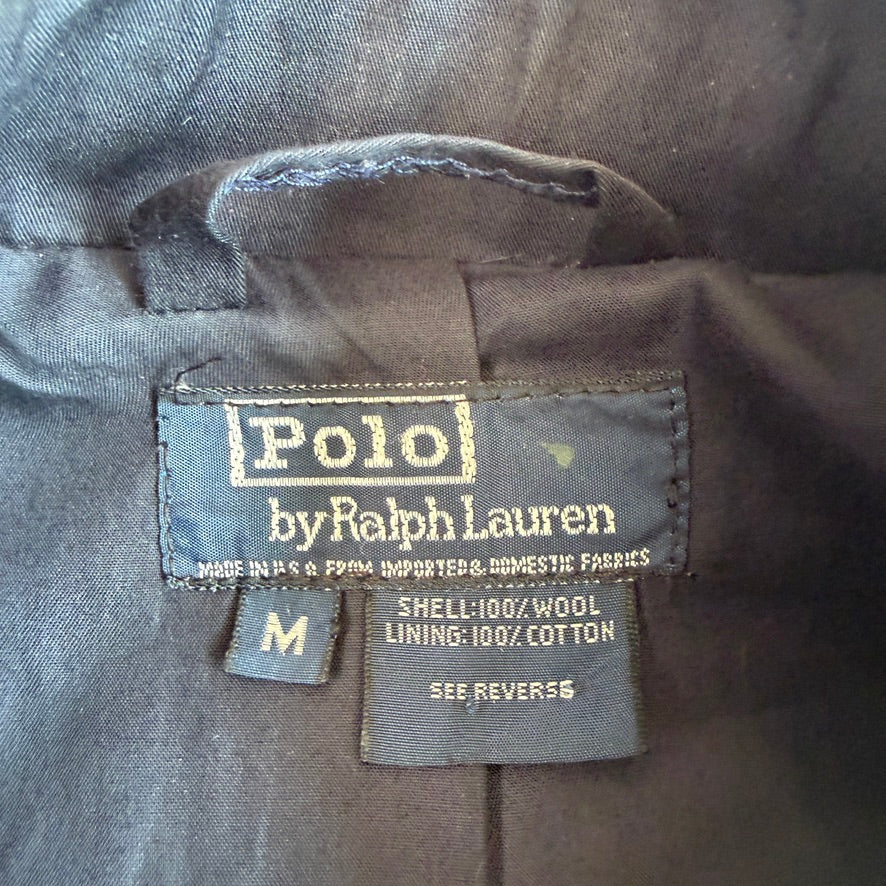 VNTG Polo Ralph Lauren (M) Naval 100% Melton Wool Epaulet Military Jacket