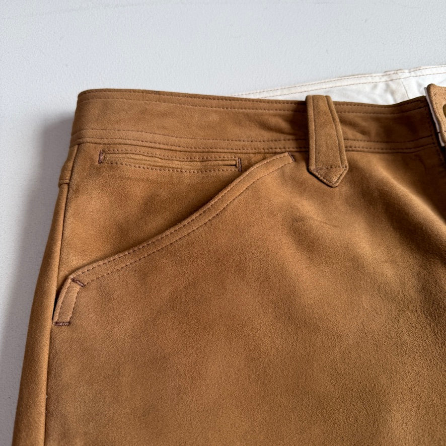 NWT RRL Ralph Lauren (36x30) Sheep Suede Leather Western Tawny Brown Pants