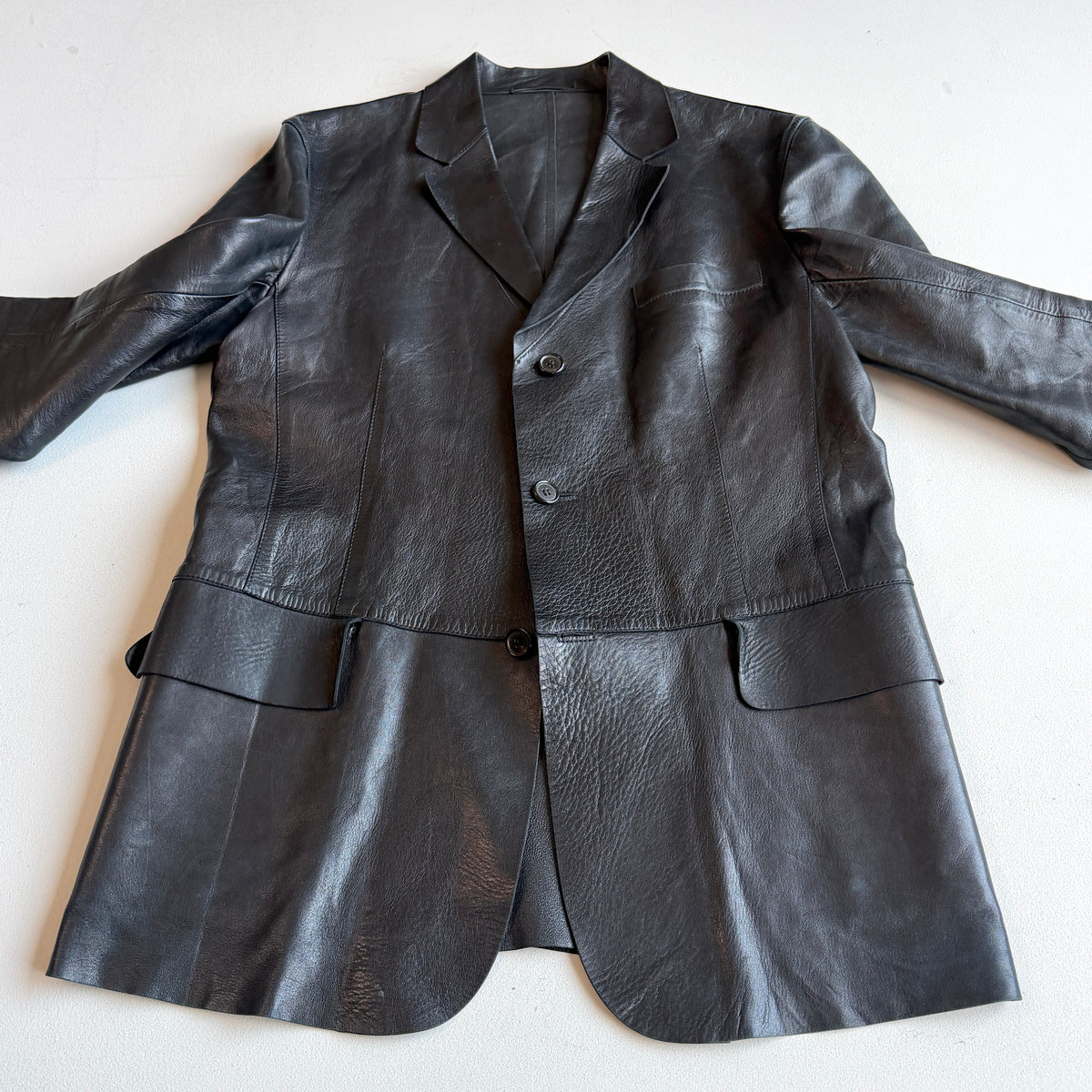 Gucci (48IT) Leather Unlined Black Surgeon Cuff Sport Coat