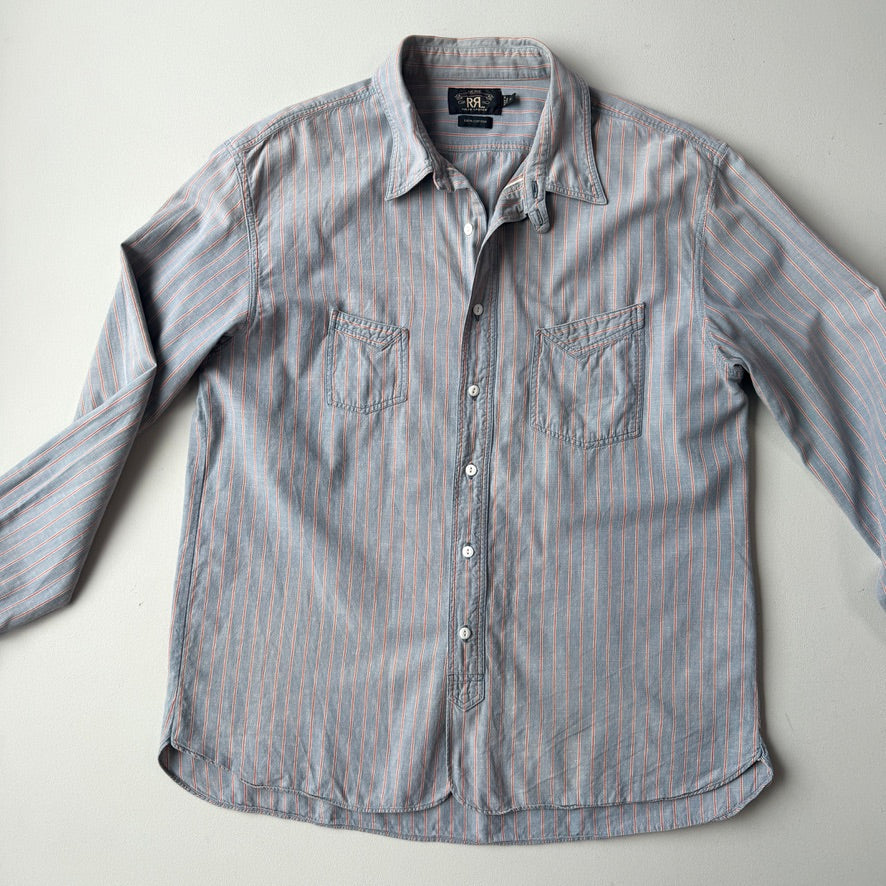 RRL Ralph Lauren (XL) Selvedge Chambray Cotton Striped Heritage Shirt