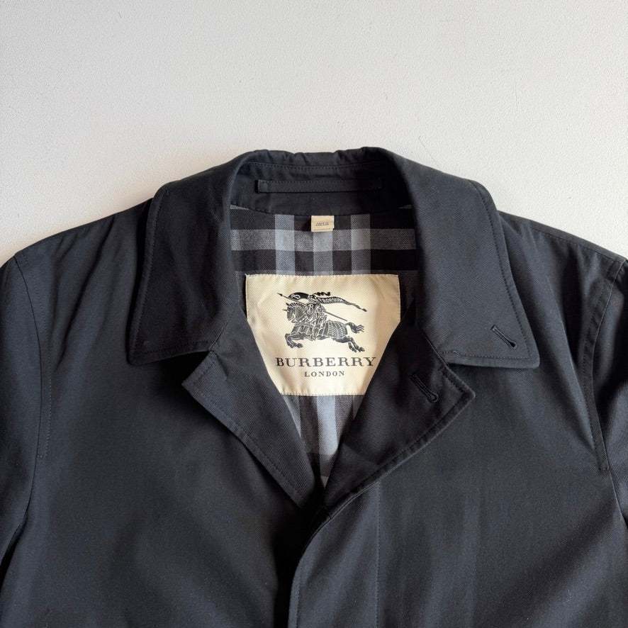 Burberry (48IT / M) Black 100% Cotton Gabardine Twill Car Coat