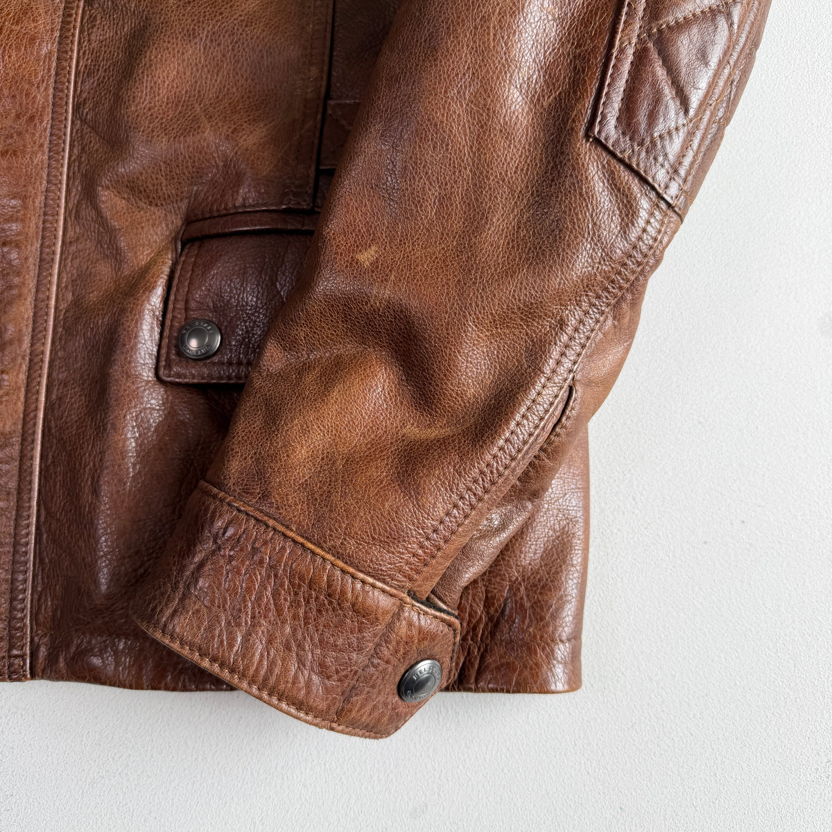 NWT Belstaff (L/XL) Turner Leather Brown Partial-Belt Motorcycle Jacket