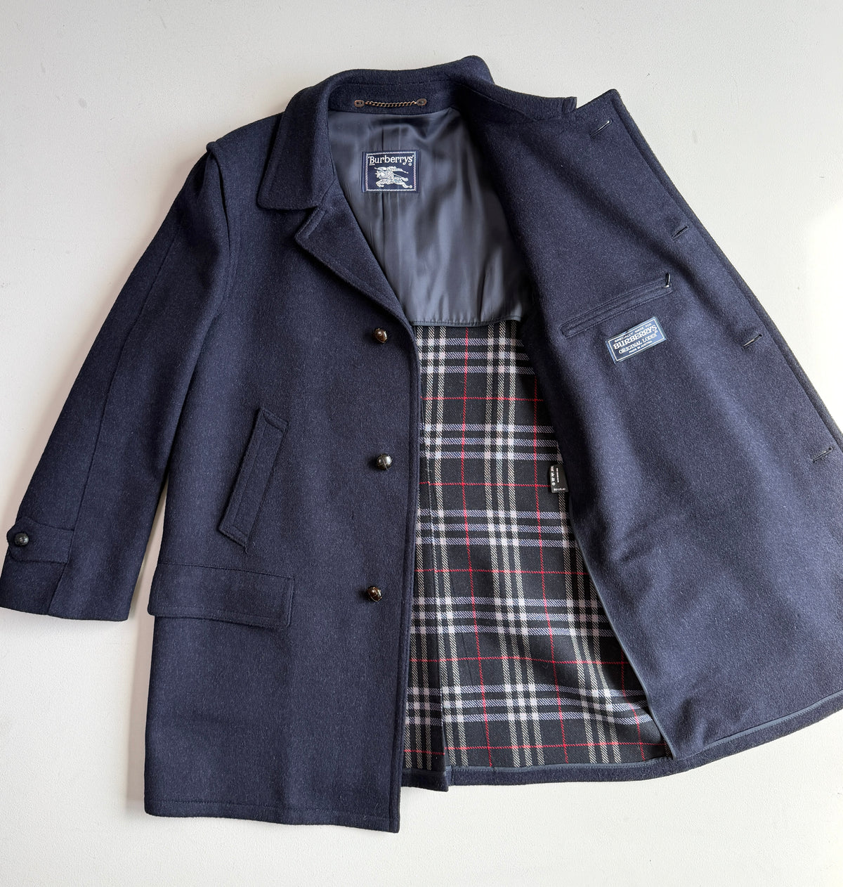 VNTG Burberry (40/ 50IT) Loden-Style MADE IN AUSTRIA Wool Navy Blue Overcoat