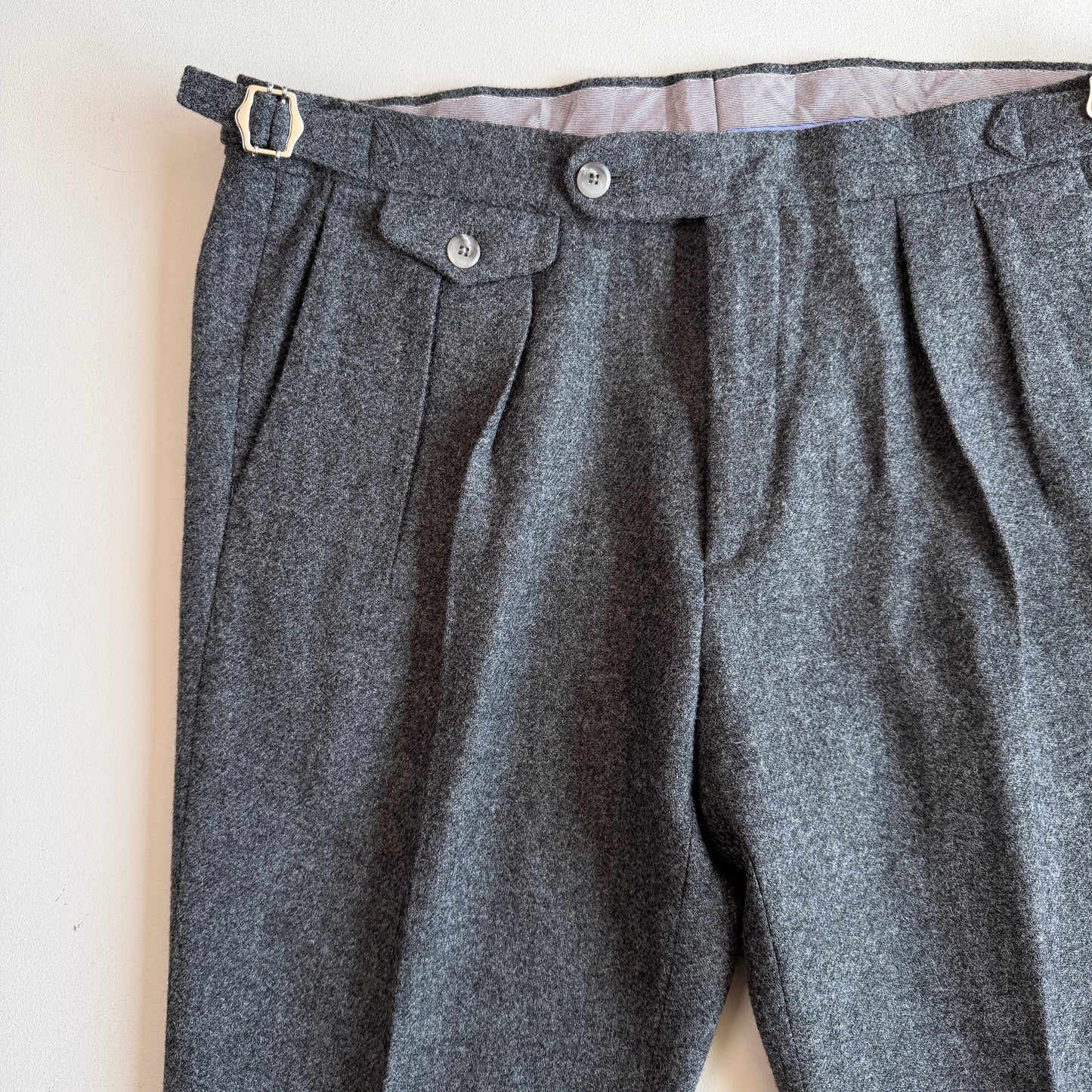 NWT Paul Stuart (38x32) Pleated Side-Tab Tweed Wool Gray Pants