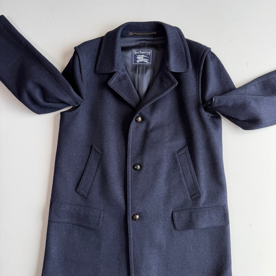 VNTG Burberry (40/ 50IT) Loden-Style MADE IN AUSTRIA Wool Navy Blue Overcoat