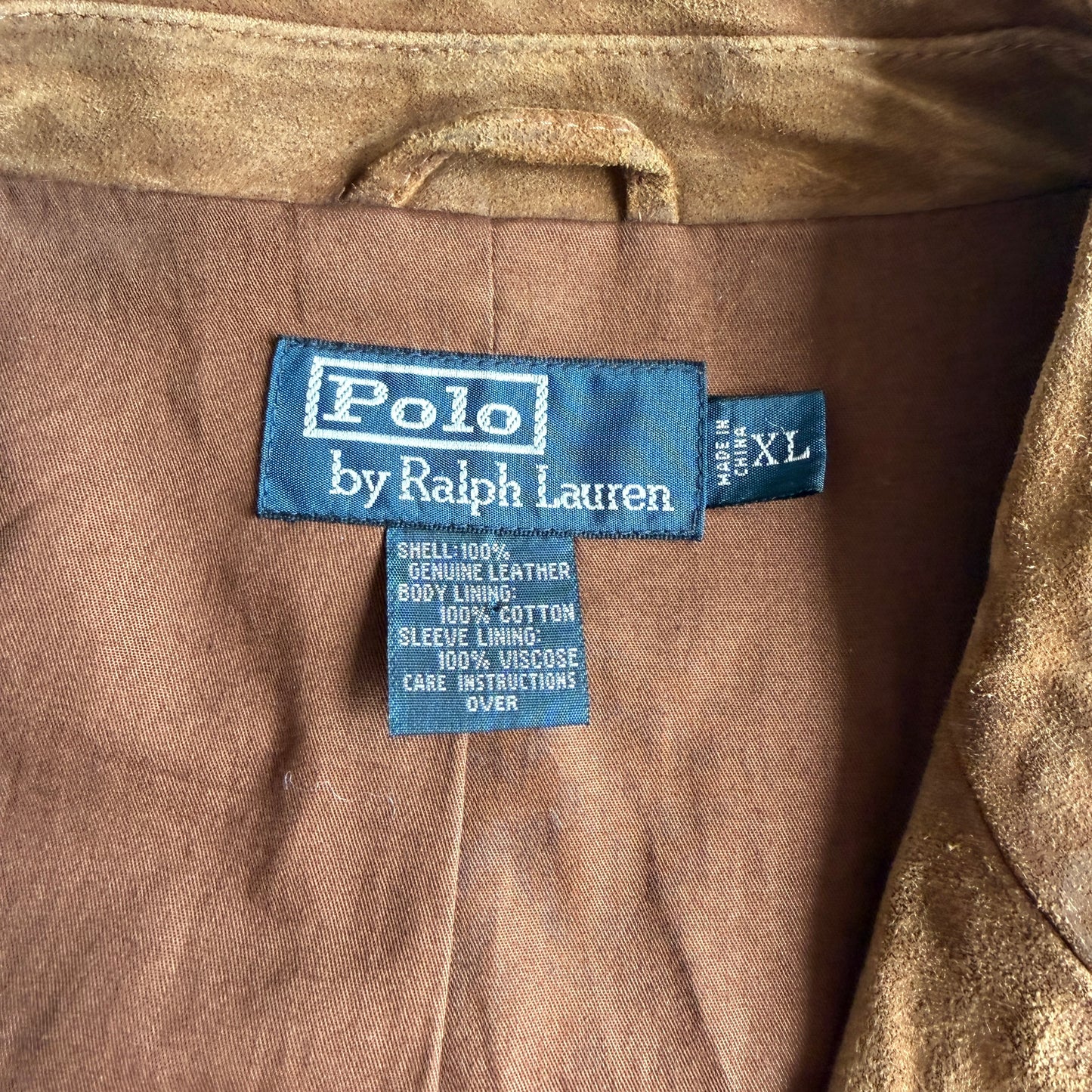 Polo Ralph Lauren (XL) Leather Roughout Half-Norfolk Tawny Field Jacket Coat