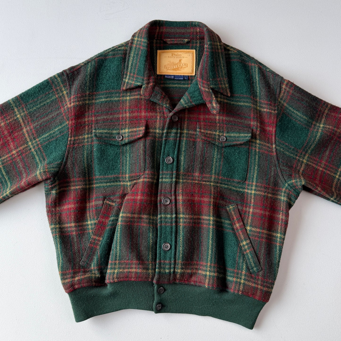 VNTG Polo Ralph Lauren (L) Wool Plaid Sportsman Button Jacket