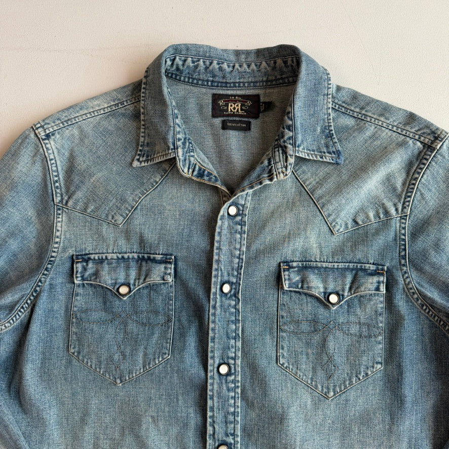 Ralph Lauren RRL (L) Pearl Snap Denim Western Shirt