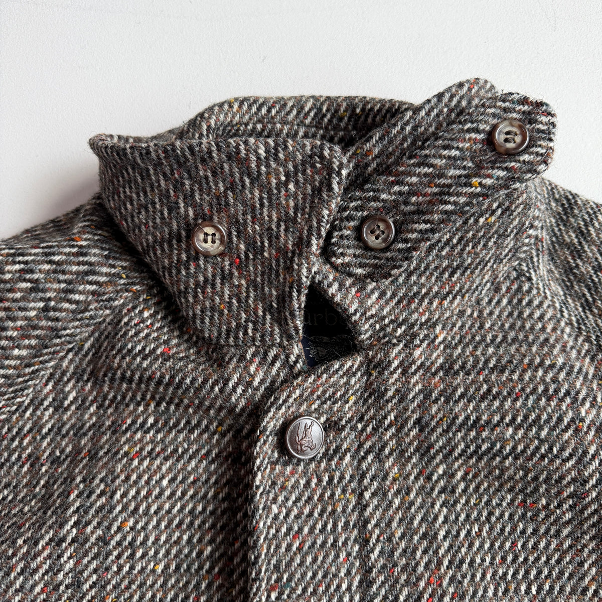 VNTG Burberry (XL) Tweed Melange Wool Raglan Sleeve Bomber Jacket