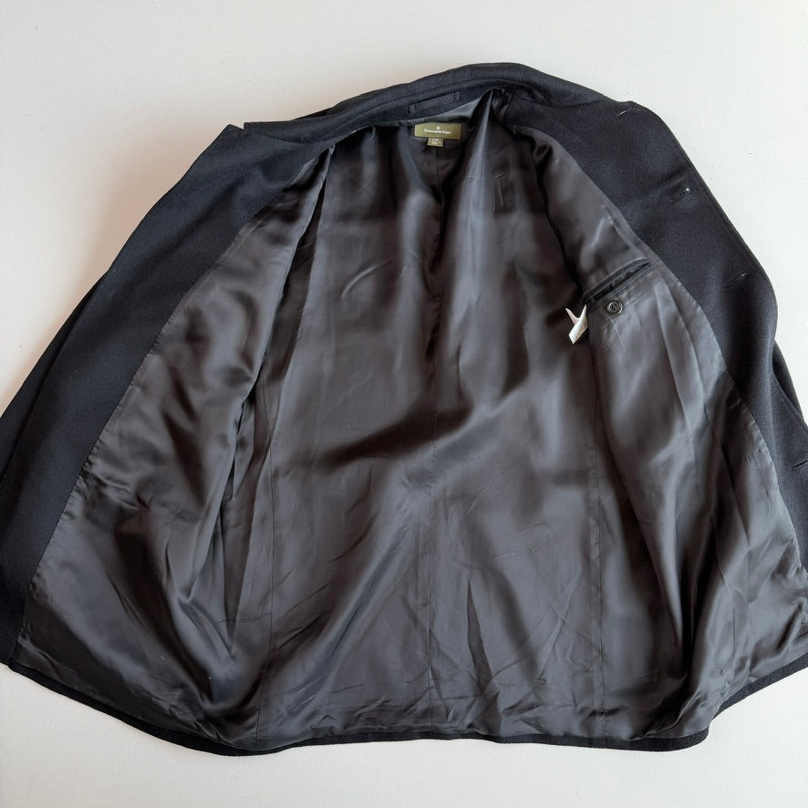Ermenegildo Zegna (52IT / L) 100% Cashmere Flannel Black Car Coat