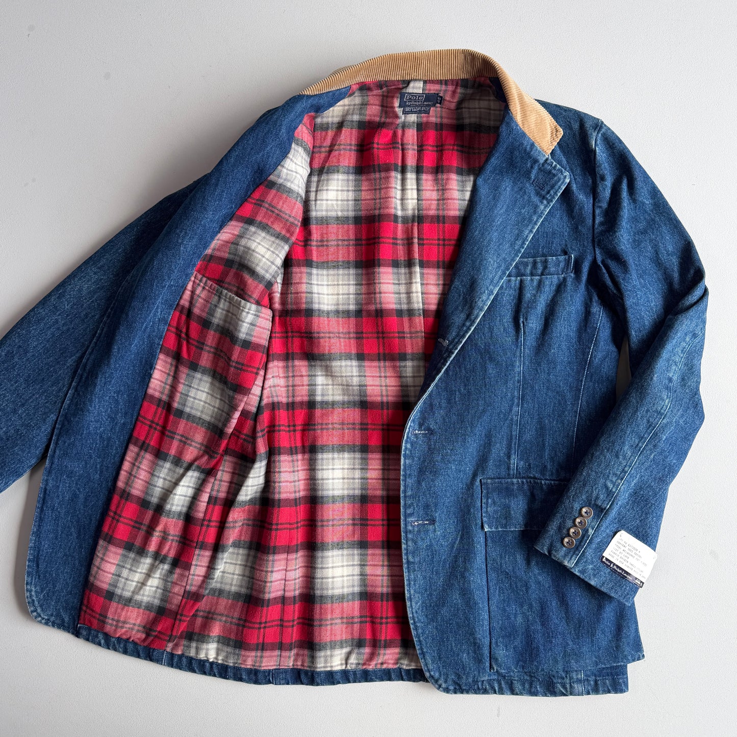 VNTG NWT Polo Ralph Lauren (42L) Indigo Denim Western Plaid Jacket Coat