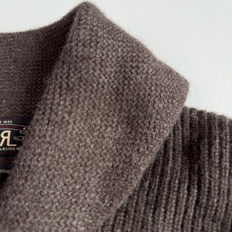 RRL Ralph Lauren (M) 100% Cashmere Taupe Knit Cardigan