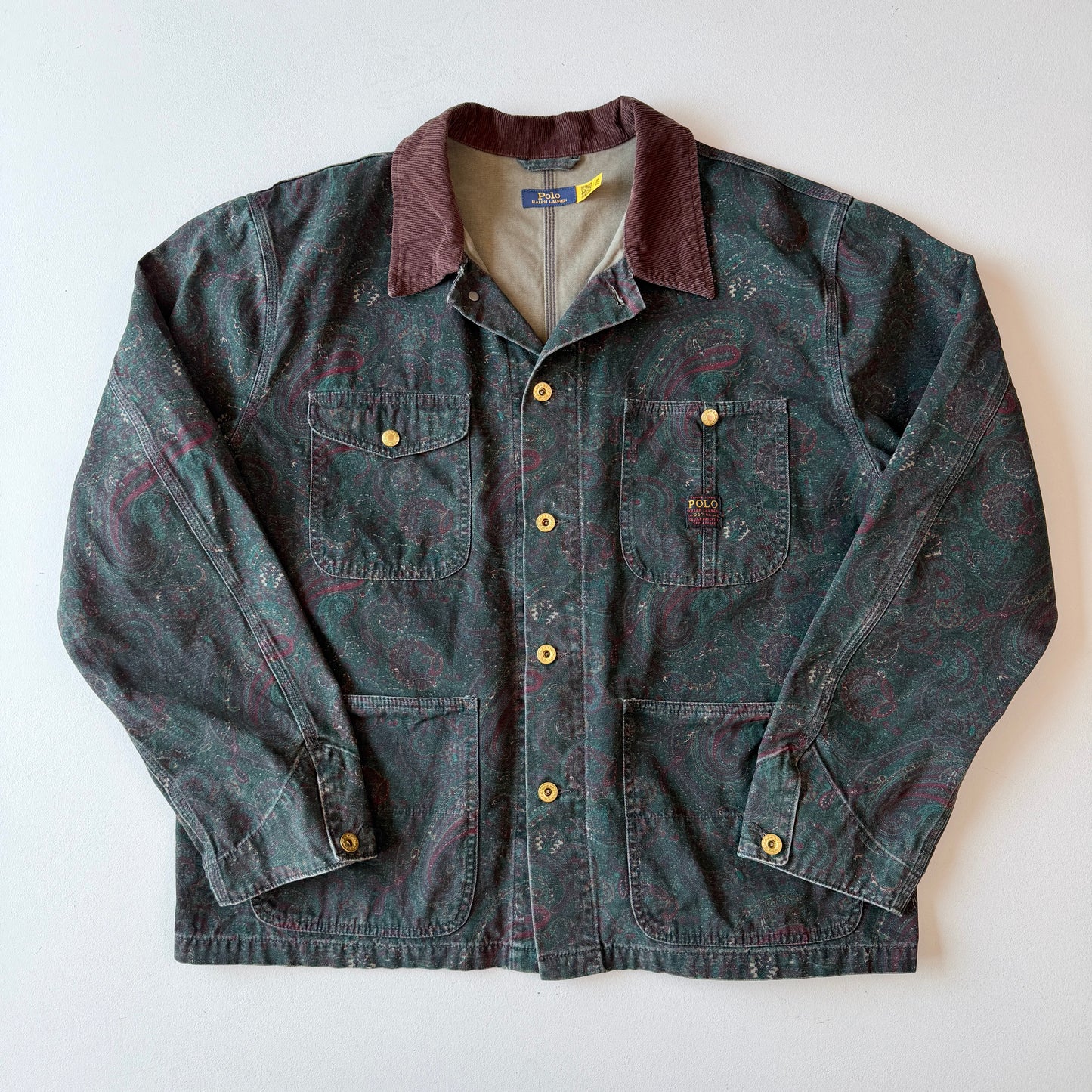 MINT Polo Ralph Lauren (XL) Paisley Gold-Button Canvas Chore Coat