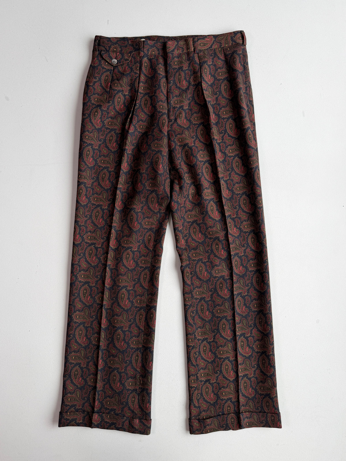 VNTG Polo Ralph Lauren (33/34 x 33) Wool Paisley Pleated Pants