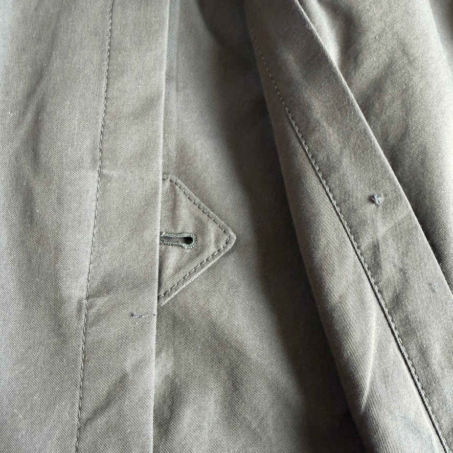 Burberry (54 IT) Kensington Gaberdine Cotton Olive Green Mid-Length Trench Coat