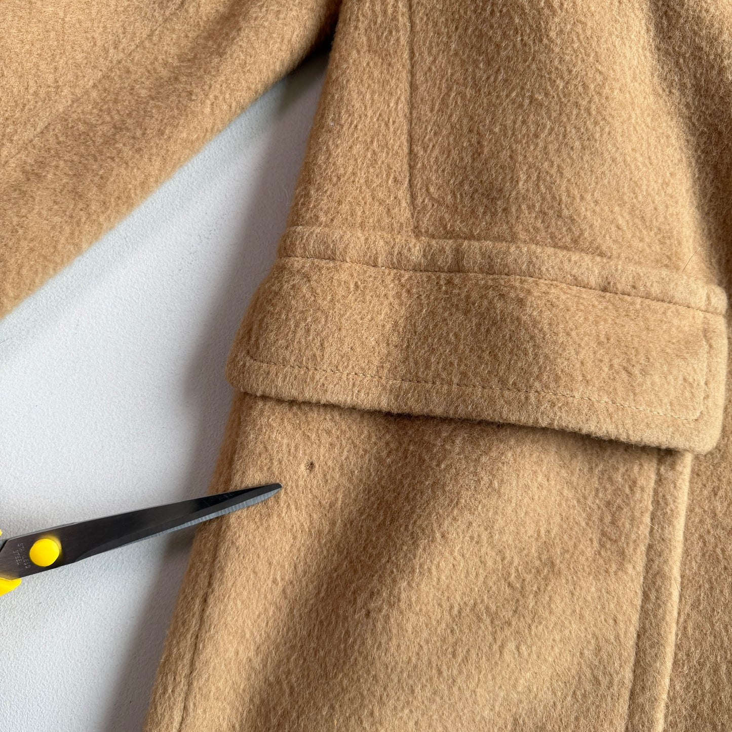VNTG Ralph Lauren Chaps (46) Camel Wool Double Breasted Half-Belt Overcoat