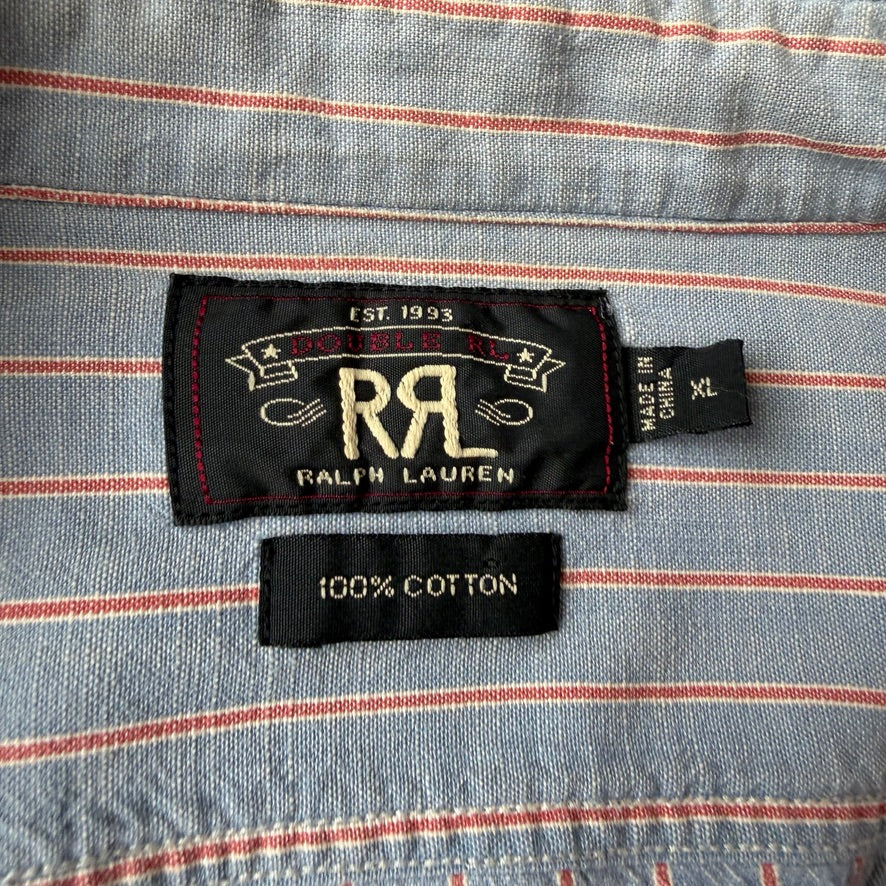 RRL Ralph Lauren (XL) Selvedge Chambray Cotton Striped Heritage Shirt