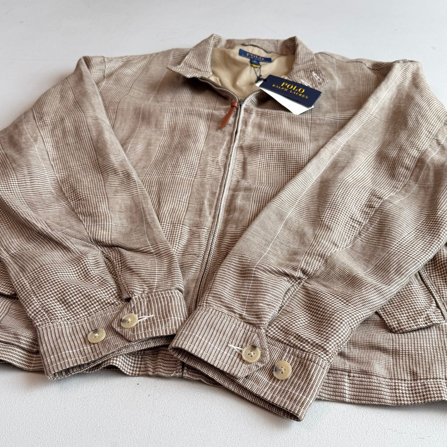 NWT Polo Ralph Lauren (XL) Linen Blend Glen Plaid Lined Lightweight Jacket