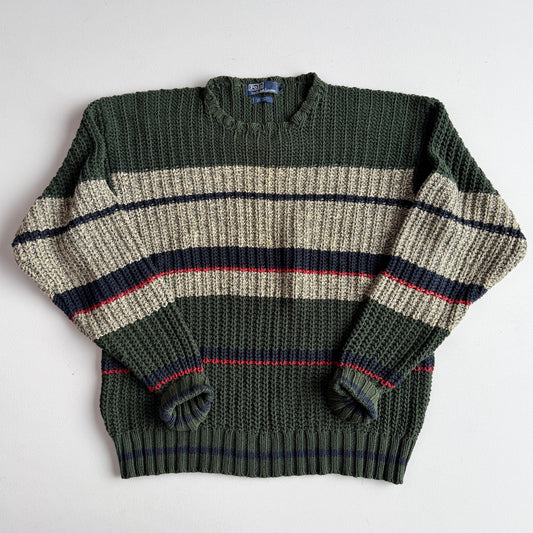 VNTG Polo Ralph Lauren (XL) Cotton/Linen Rib Knit Stripe Sweater