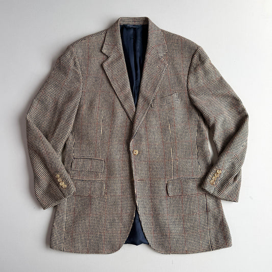 VNTG Polo Ralph Lauren (42R) 100% Silk Blue & Beige w/ Red Overcheck Sport Coat
