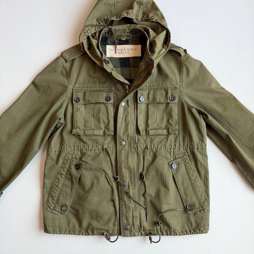 Burberry Brit (L) Military Green Cotton Herringbone Field Jacket