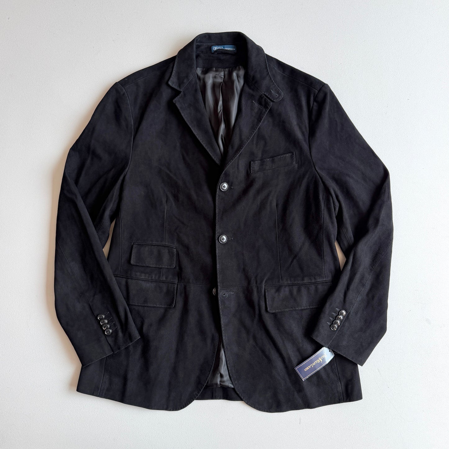NWT Polo Ralph Lauren (L) Suede Leather Hacking Equestrian Black Sports Jacket Coat