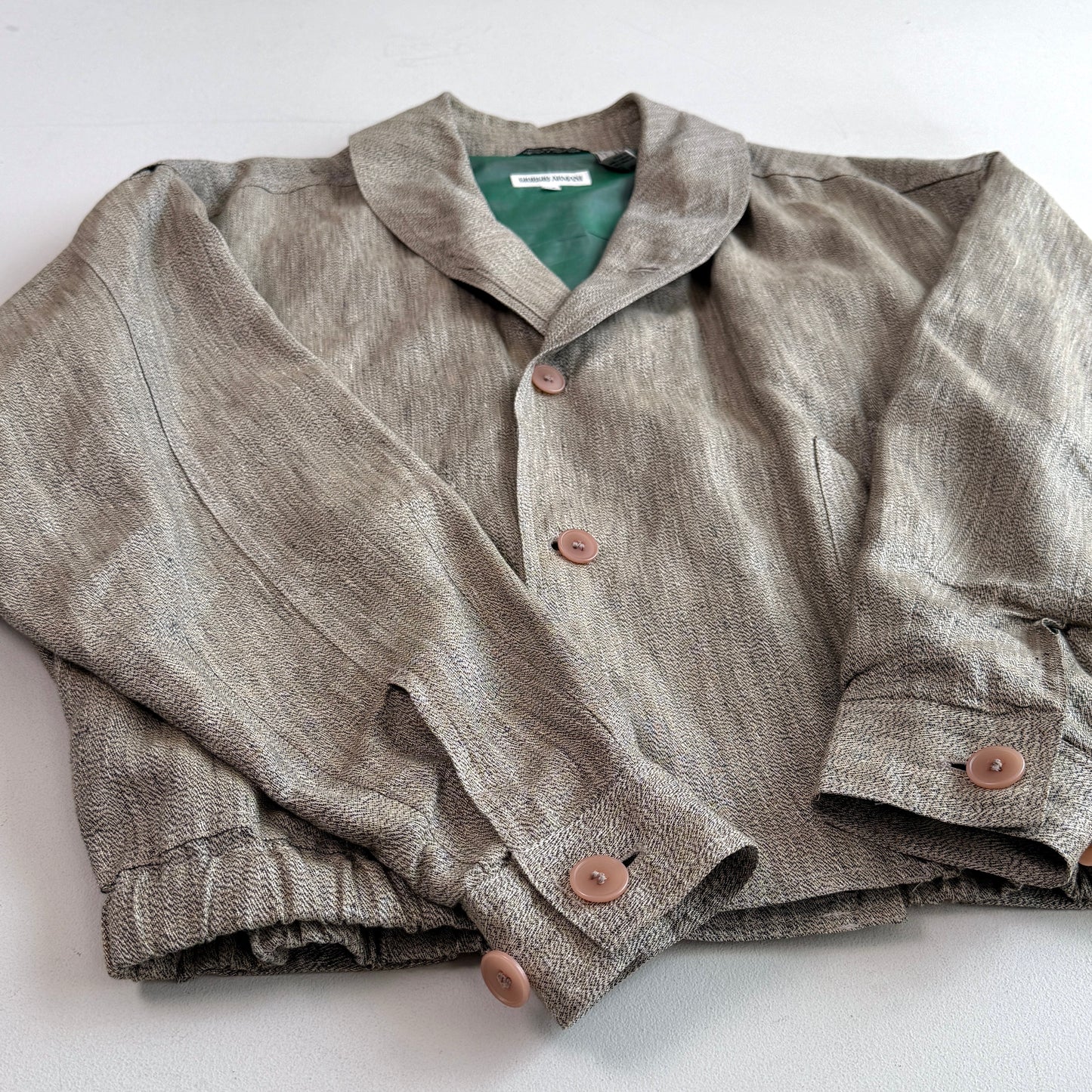 VNTG Giorgio Armani (38IT / M) Linen Blouson Heathered Teal Lined Jacket