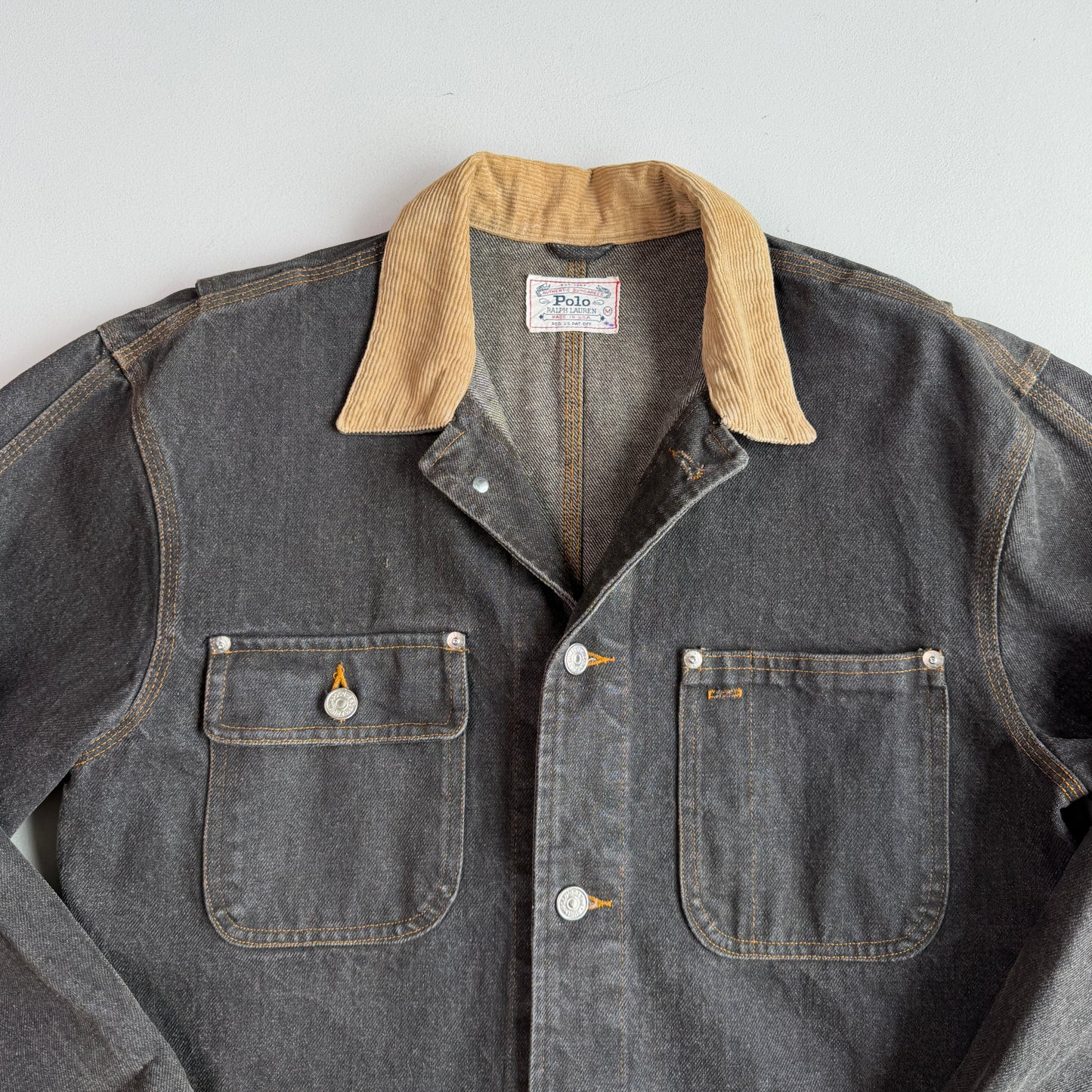 VNTG Polo Ralph Lauren (M) Charcoal Gray Denim Western Trucker Jacket