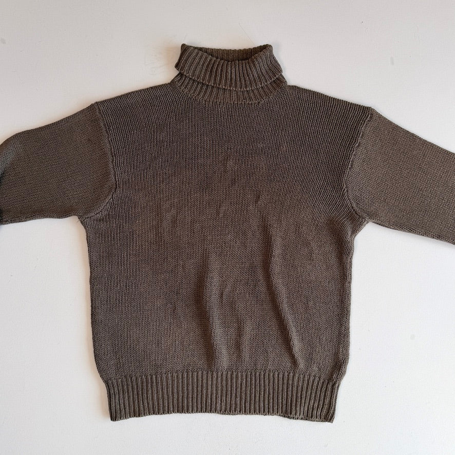 VNTG Polo Ralph Lauren (XL) Linen/Cotton Cedar Brown Turtleneck Sweater
