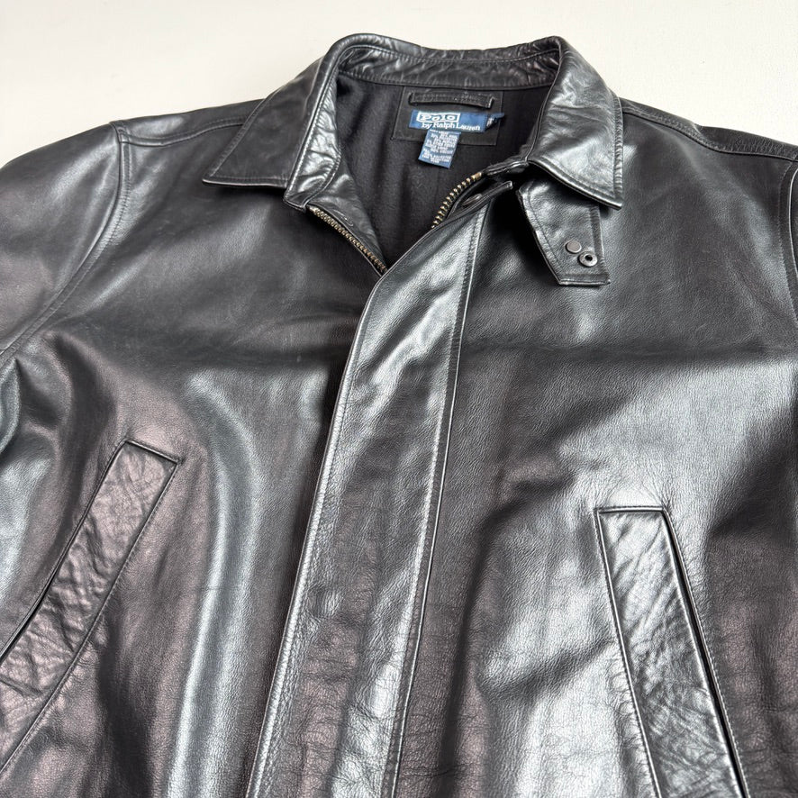 Polo Ralph Lauren (XL) Black Leather Field Coat