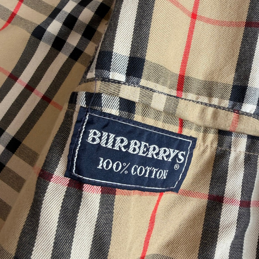 VNTG Burberry (44L) 100% Cotton Gabardine Double Breast Gray Trench Coat