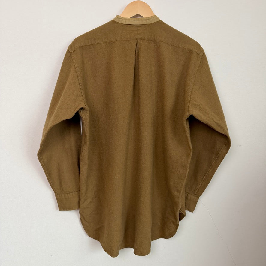 VNTG Polo Ralph Lauren (M) 100% Wool Olive Drab Band Collar WWI Shirt