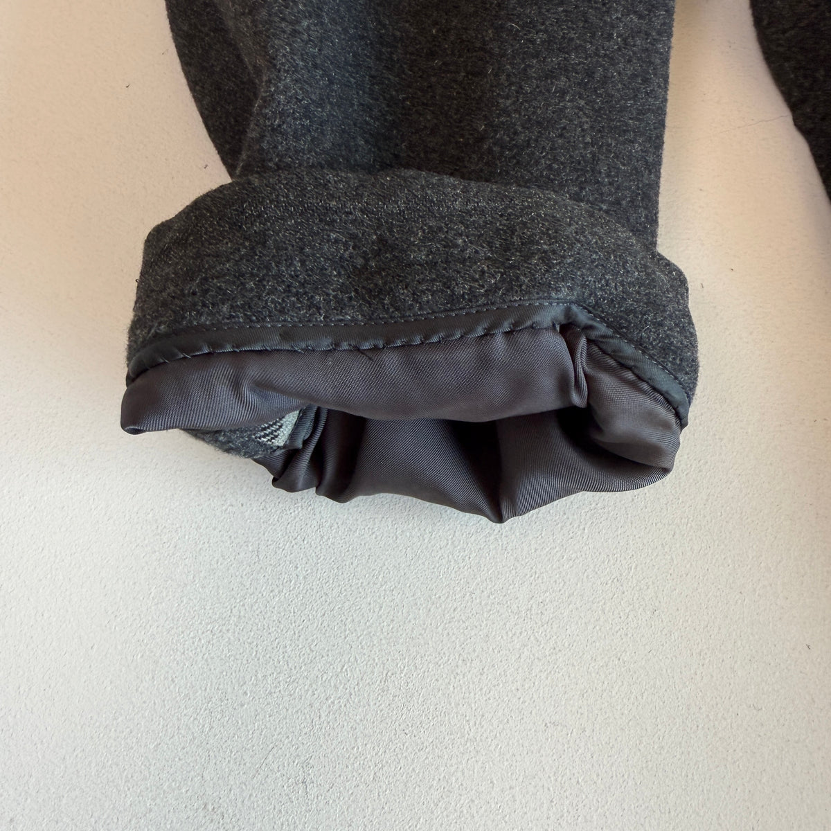 VNTG Burberry (50 /52) Gray Wool/Cashmere Leather Trim Duffle Coat