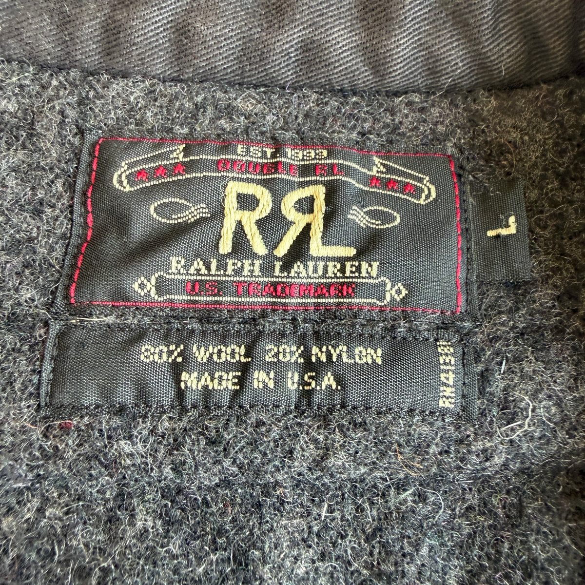 VNTG RRL Ralph Lauren (L) Charcoal Gray Wool Blend Overshirt