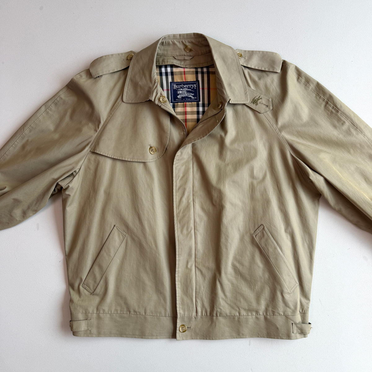 VNTG Burberry (54 / XL) Cotton Gabardine Zip Harrington Jacket