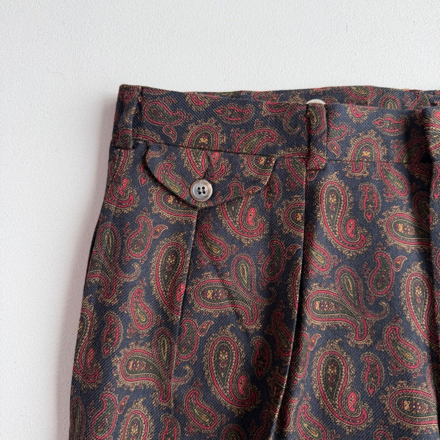 VNTG Polo Ralph Lauren (33/34 x 33) Wool Paisley Pleated Pants