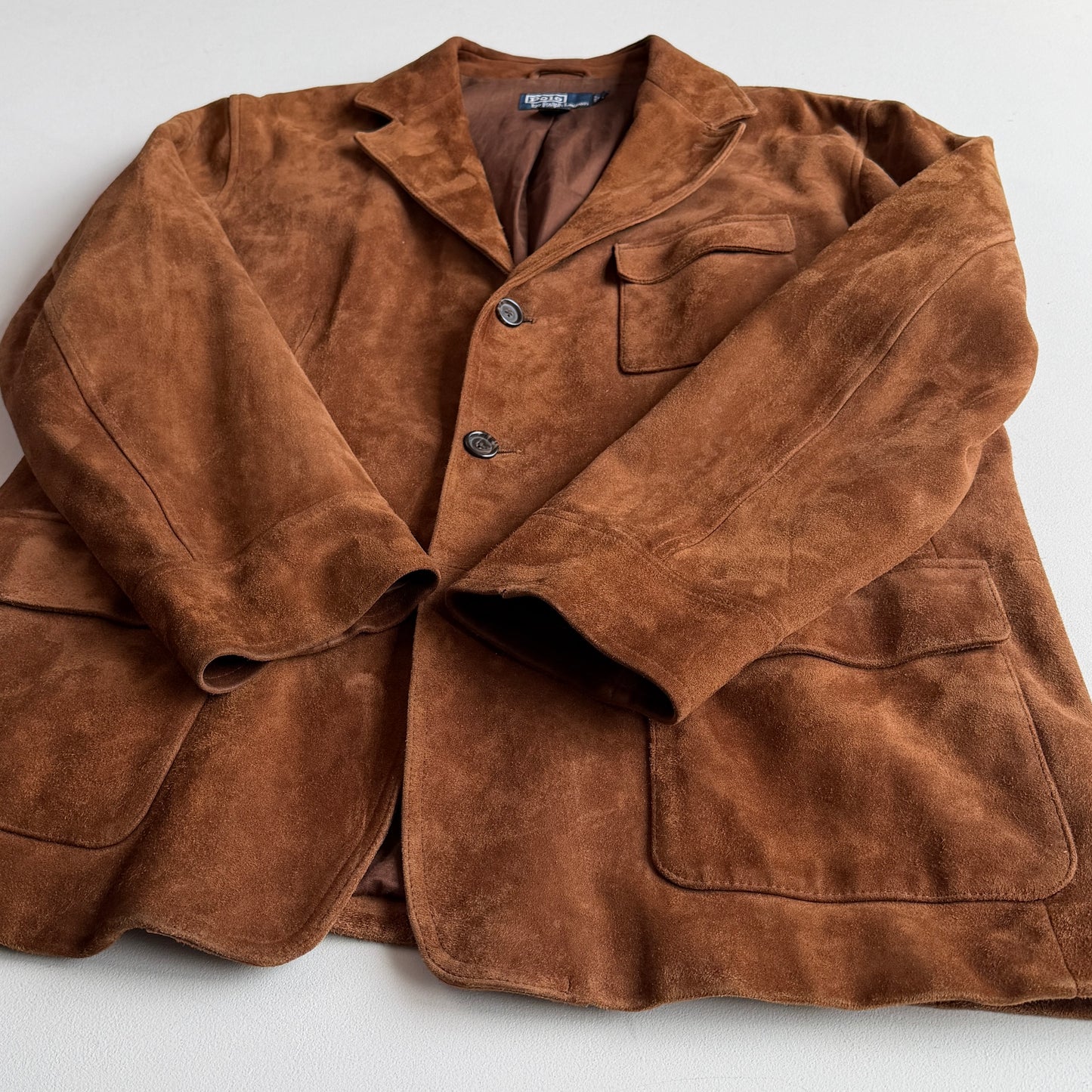 Polo Ralph Lauren (XL) Half-Norfolk Suede Leather Tawny Brown Sport Coat
