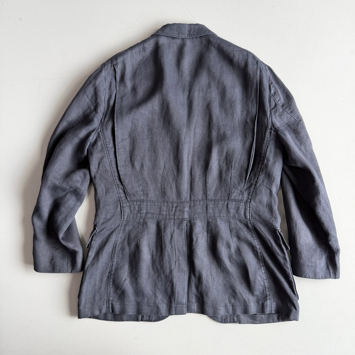Polo Ralph Lauren (46 /46L) Half-Norfolk 100% Linen Slate Blue Sport Coat