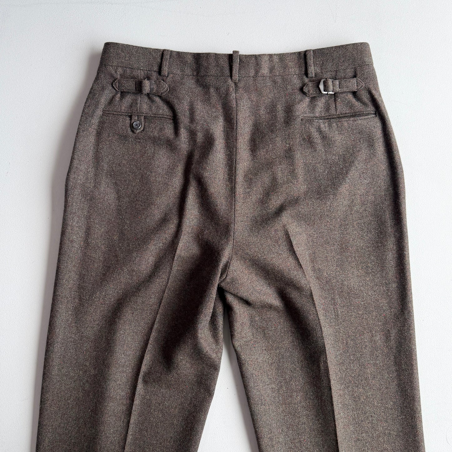 VNTG Polo Ralph Lauren (37x33) Dual Cinch-Back Melange Tweed Wool Trouser Pants