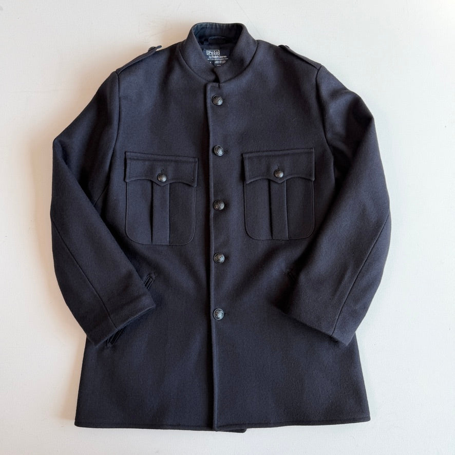 VNTG Polo Ralph Lauren (M) Naval 100% Melton Wool Epaulet Military Jacket