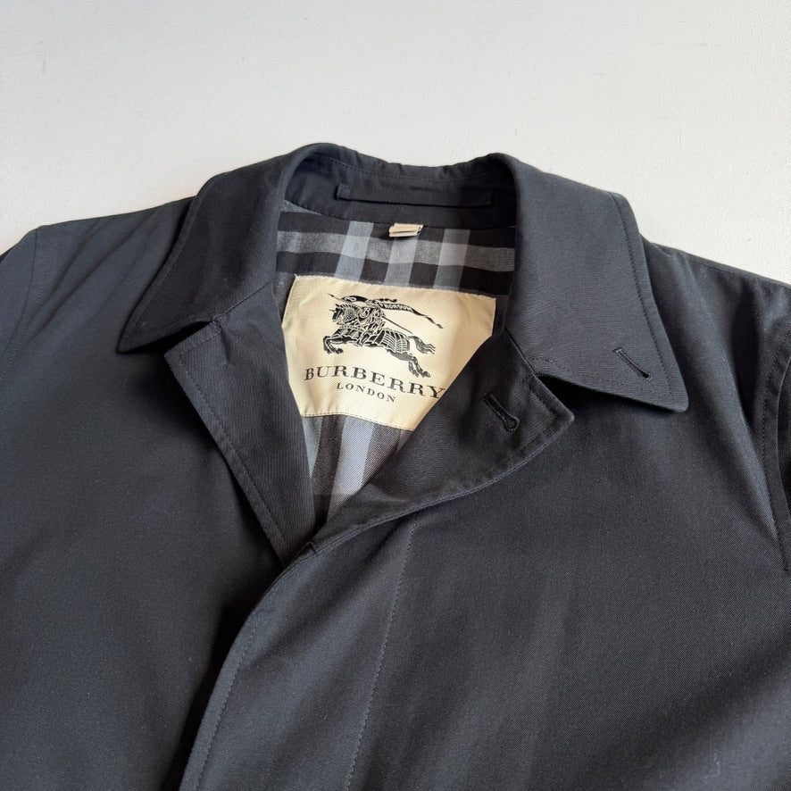 Burberry (48IT / M) Black 100% Cotton Gabardine Twill Car Coat