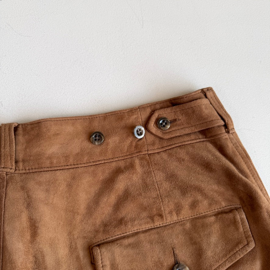Polo Ralph Lauren (34x30) Suede Leather Tawny Brown High Waist Cargo Pants