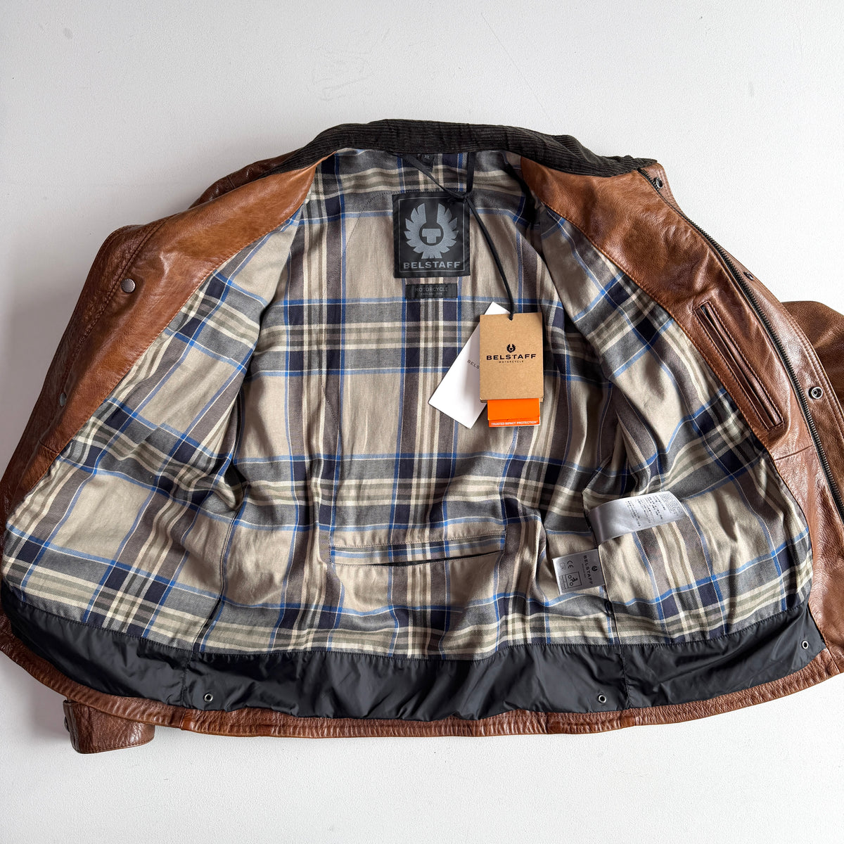NWT Belstaff (L/XL) Turner Leather Brown Partial-Belt Motorcycle Jacket