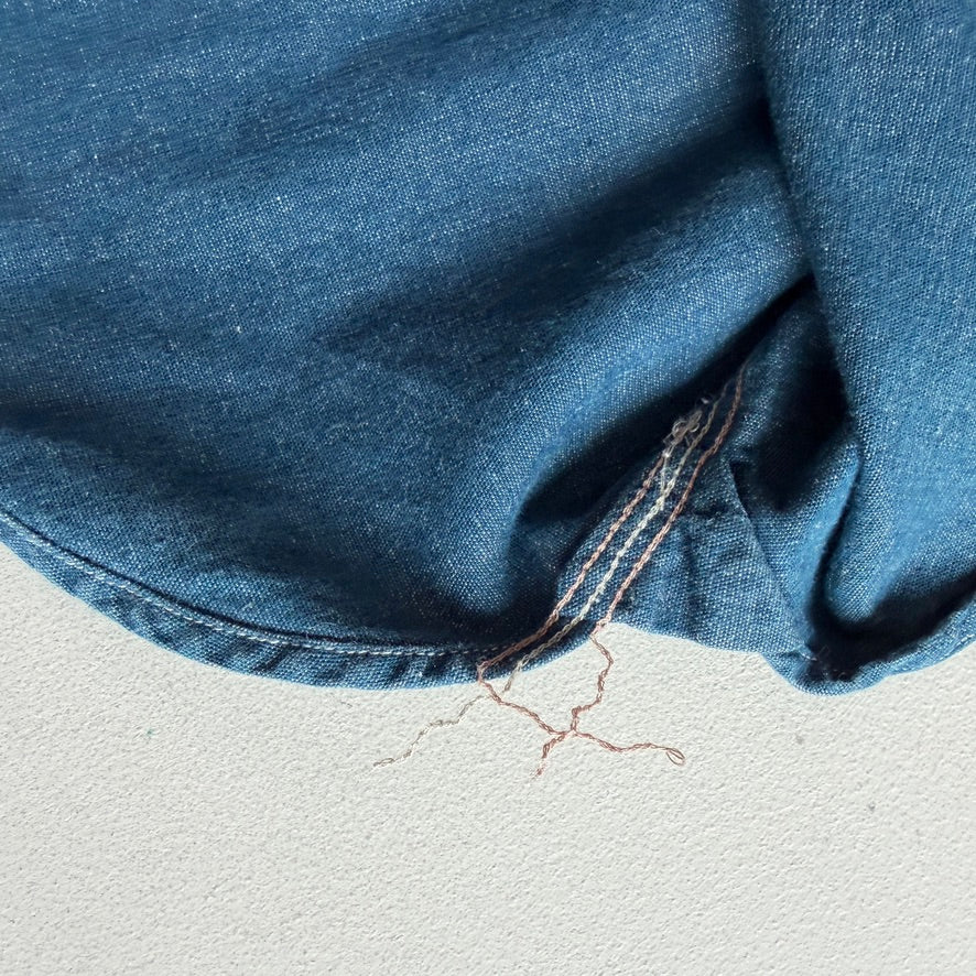 RRL Ralph Lauren (L) Indigo Cotton/Ramie Chambray Scalloped Yoke Work Shirt