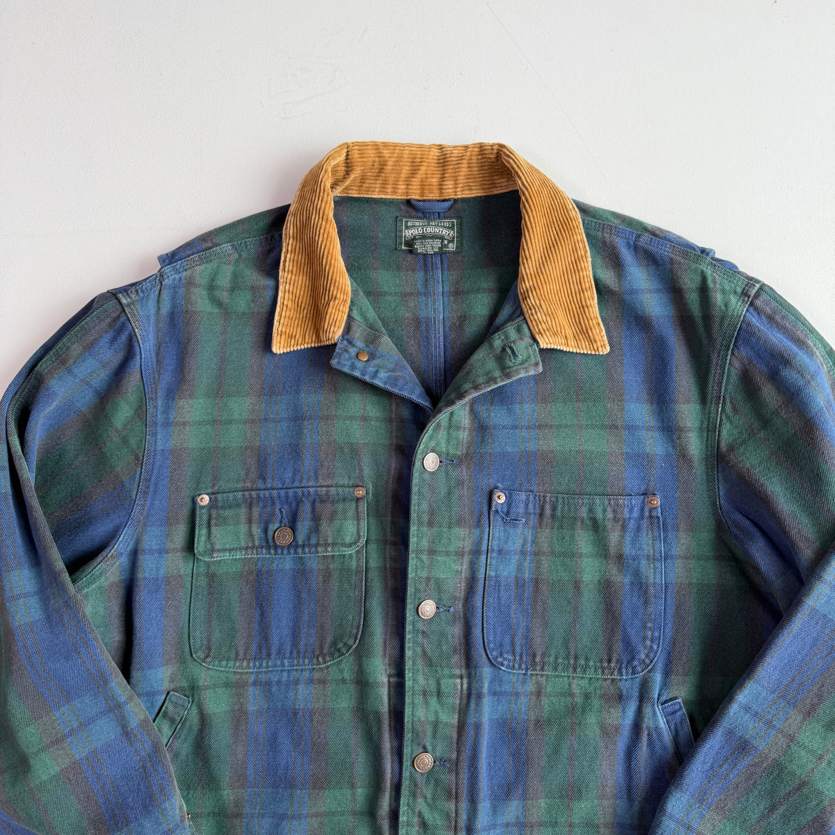 VNTG Ralph Lauren Polo Country (XL) Black Watch Denim Western Trucker Jacket
