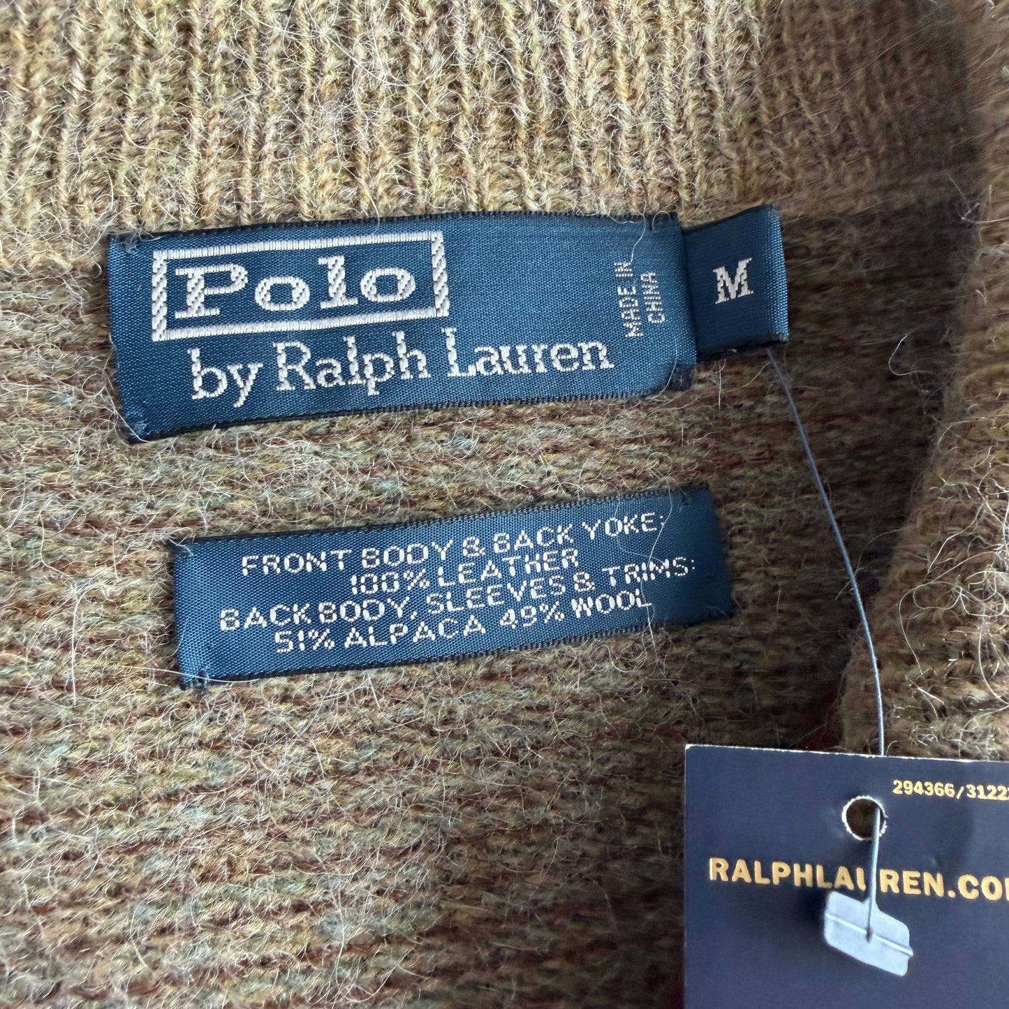 NWT Polo Ralph Lauren (M) Suede Alpaca/Wool Button Sweater