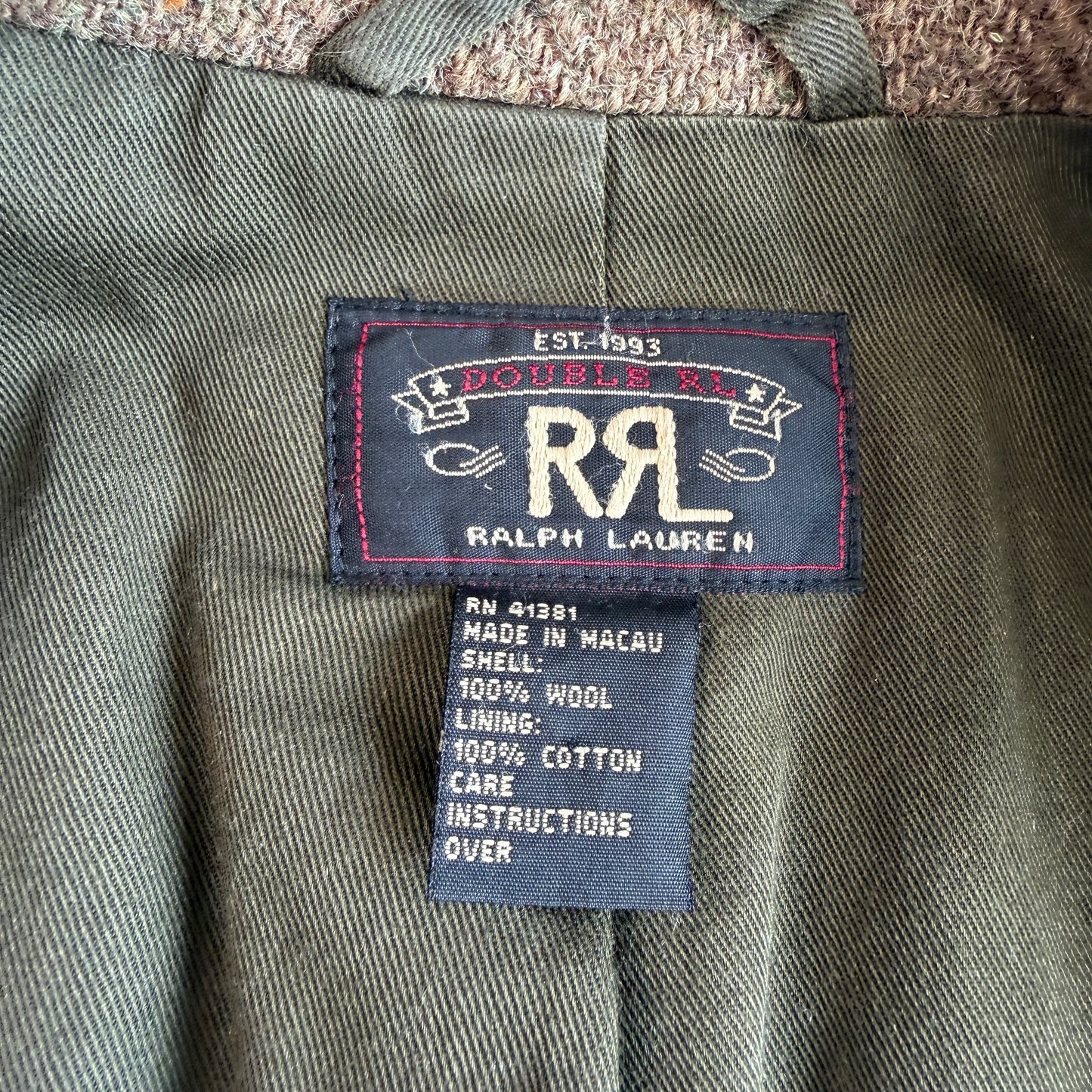 VNTG RRL Ralph Lauren (M) Olive Wool tweed Double Cape Sports Coat