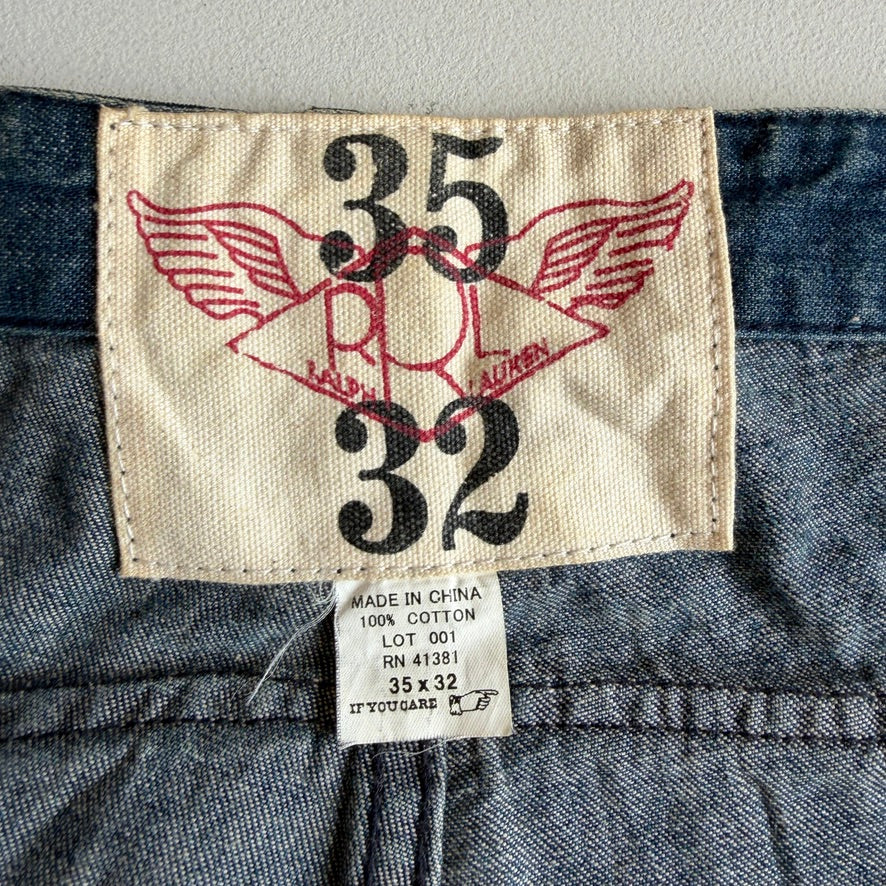 RRL Ralph Lauren (35x32) M-44 Denim Monkey Pants Jeans Marine Corp