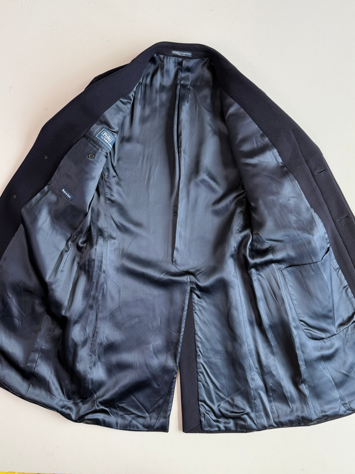 Polo Ralph Lauren (40R) Navy Blue 100% Wool Melton Overcoat