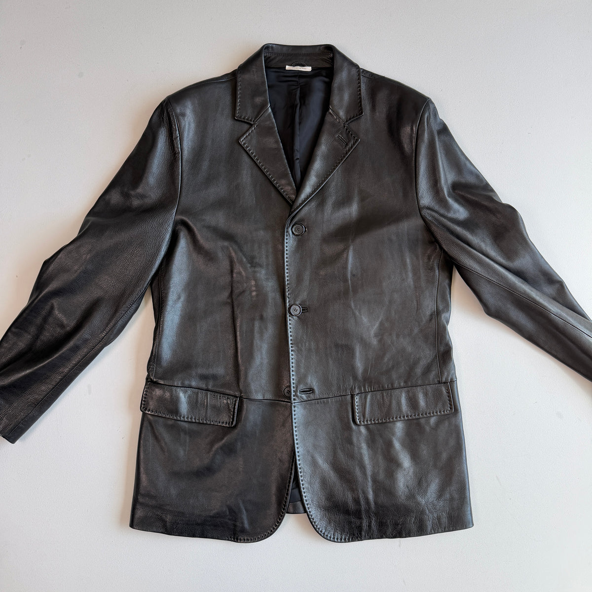 Ermenegildo Zegna (54/XL) Glove-Soft Leather Black Sports Coat